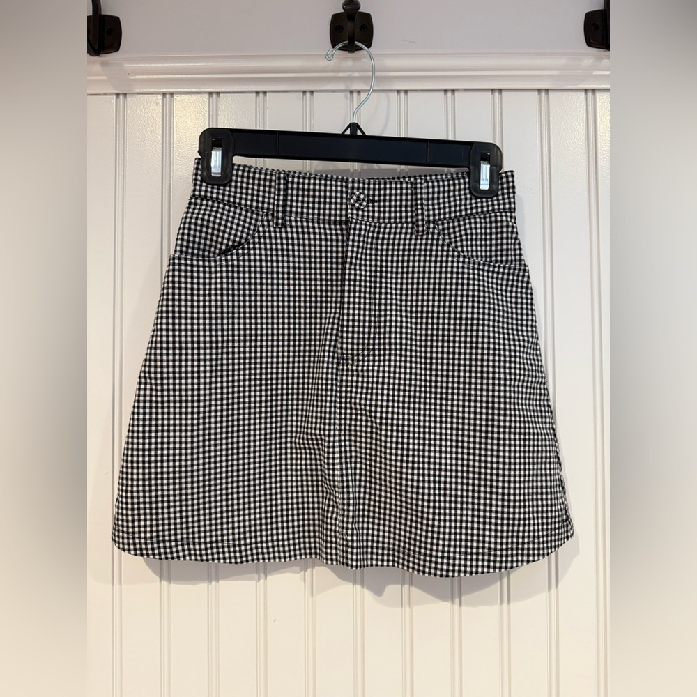 John Galt Black and White Checkered Mini Skirt